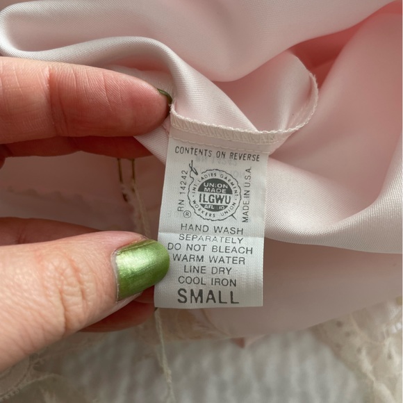 SOLD// Vintage Christian Dior Baby Pink Satin Lingerie Maxi Slip Dress - Picture 7 of 15